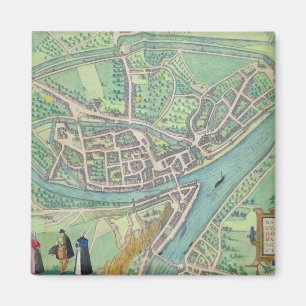 Karte von Namur, von "Civitates Orbis Terrarum" Magnet
