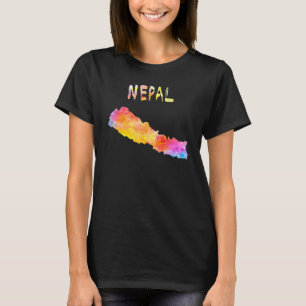 Karte von Nepal Nepali Farbige Karte Aquarell-Il T-Shirt
