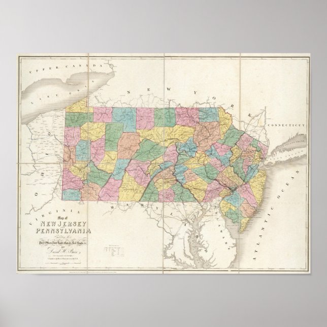 Karte von New Jersey und Pennsylvania Poster (Vorne)