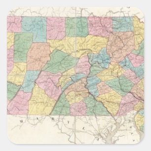 Karte von New-Jersey und von Pennsylvania Quadratischer Aufkleber