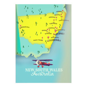 Karte von New South Wales Australien Fotodruck