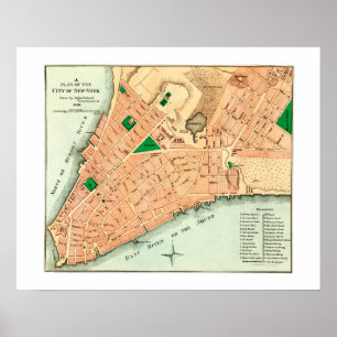 Karte von New York City's ursprüngliches Layout vo Poster