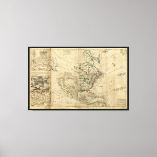 Karte von Nordamerika durch HermanMoll (1715) Leinwanddruck