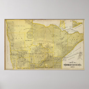Karte von Nordminnesota, 1874 Poster