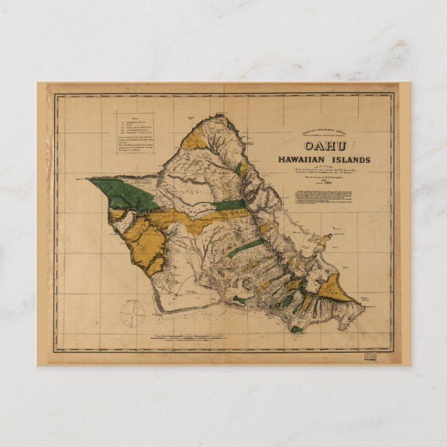Karte von Oahu, Hawaiianische Insel (1881) (Vorderseite)