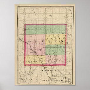 Karte von Ogemaw Landkreis, Michigan Poster