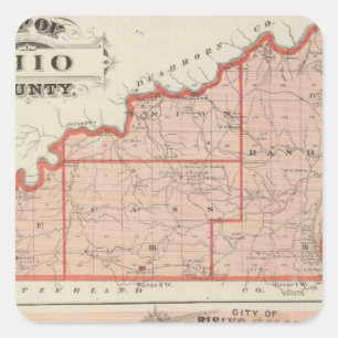 Karte von Ohio County mit Stadt des aufgehende Quadratischer Aufkleber
