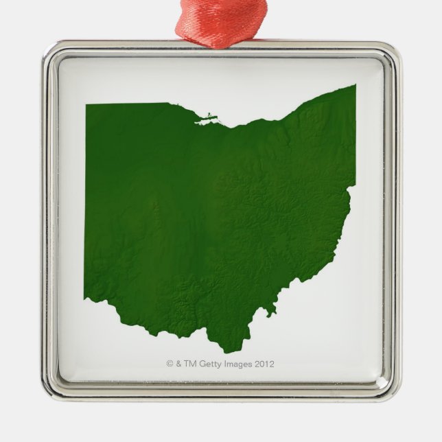 Karte von Ohio Silbernes Ornament (Vorne)