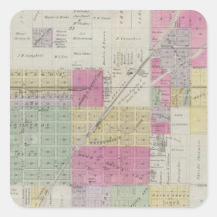Karte von Osage-Stadt, Kansas Quadratischer Aufkleber