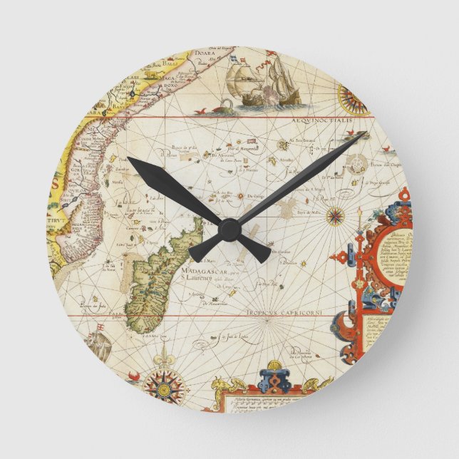 Karte von Ostafrika und Madagaskar, 1596 (Handkolo Runde Wanduhr (Vorderseite)