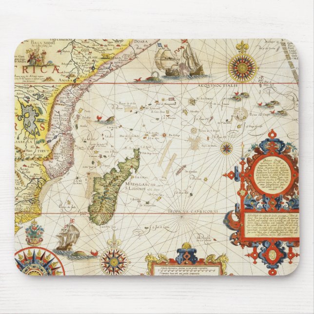 Karte von Ostafrika und von Madagaskar, 1596 Mousepad (Vorne)