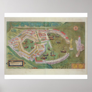 Karte von Ostia, von "Civitates Orbis Terrarum" Poster