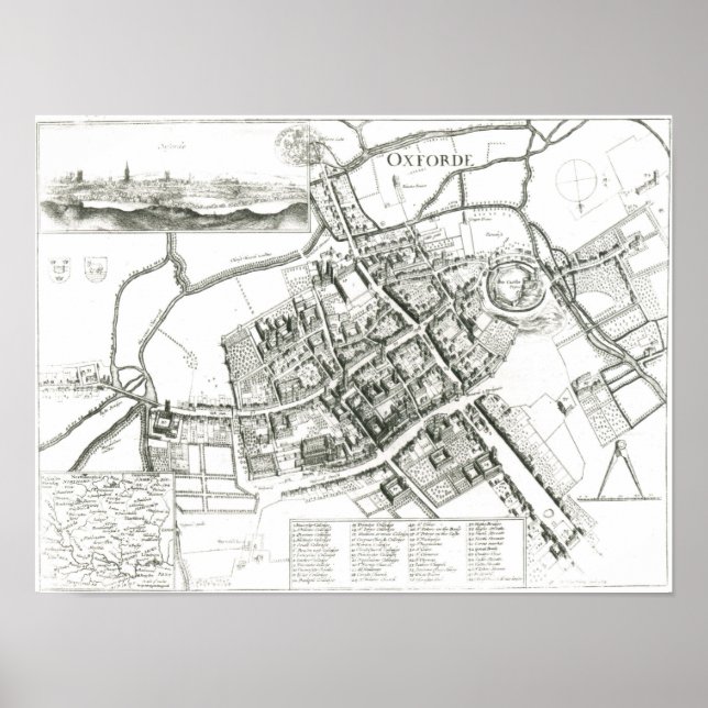 Karte von Oxford, 1643 Poster (Vorne)
