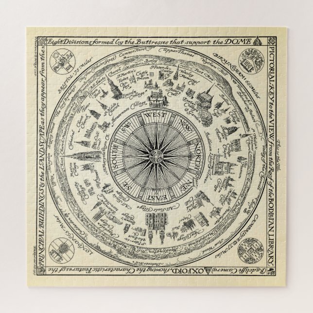 Karte von Oxford-Ansicht von der Bodleian (Horizontal)