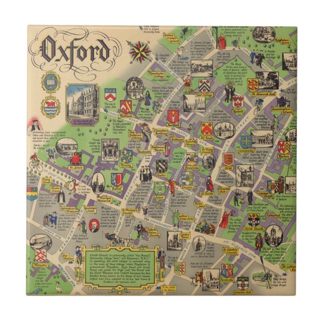Karte von Oxford, England (britische Eisenbahnen) Fliese (Vorderseite)