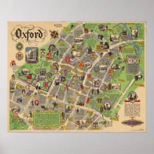 Karte von Oxford, England (britische Eisenbahnen) Poster