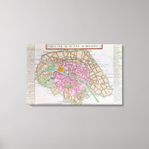 Karte von Paris, im Juni 1800 Leinwanddruck