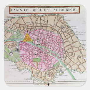 Karte von Paris, im Juni 1800 Quadratischer Aufkleber