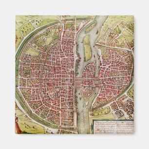 Karte von Paris von 'Civitates orbis terrarrum Magnet