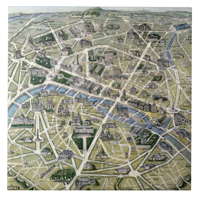 Karte von Paris während des Zeitraums der Flügel Fliese (Vorderseite)