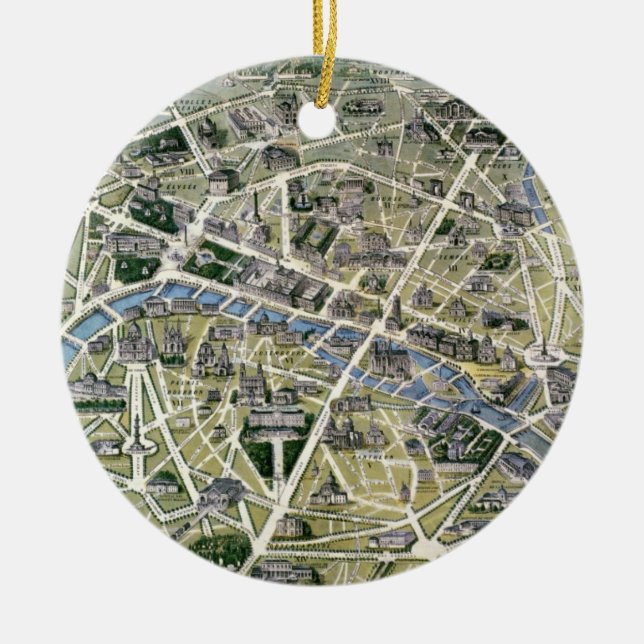 Karte von Paris während des Zeitraums der Flügel Keramikornament (Vorne)