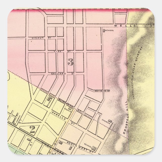 Karte von Parkersburg, West Virginia Quadratischer Aufkleber (Vorderseite)