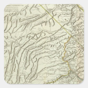 Karte von Pennsylvania 2 Quadratischer Aufkleber