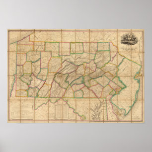 Karte von Pennsylvania Poster
