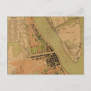 Karte von Phnom Penh, Kambodscha (circa 1920)