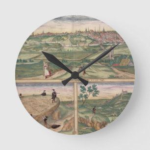 Karte von Poitiers, von "Civitates Orbis Terrarum" Runde Wanduhr