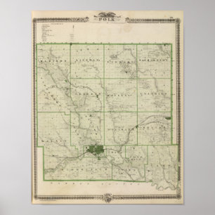 Karte von Polk County, Staat von Iowa Poster