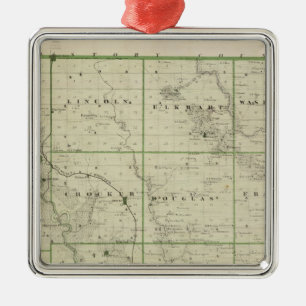 Karte von Polk County, Staat von Iowa Silbernes Ornament