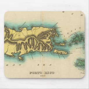 Karte von Porto Rico und den Jungfrauen Mousepad