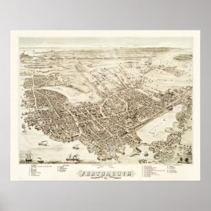 Karte von Portsmouth, New Hampshire in 1877 Poster