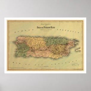 Karte von Puerto Rico durch Colton 1886 Poster