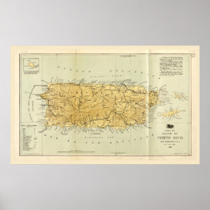 Karte von Puerto RIco (Porto RIco) ca. 1898 Poster