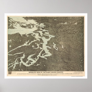 Karte von Puget Sound-Land in Washington 1891 Poster