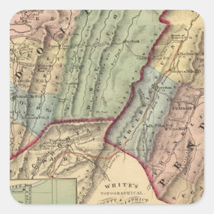 Karte von Randolph, Pendleton-Landkreise Quadratischer Aufkleber