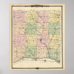 Karte von Richland Landkreis, Staat von Wisconsin Poster