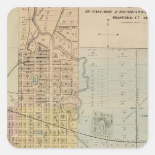 Karte von Rochester, Minnesota Quadratischer Aufkleber