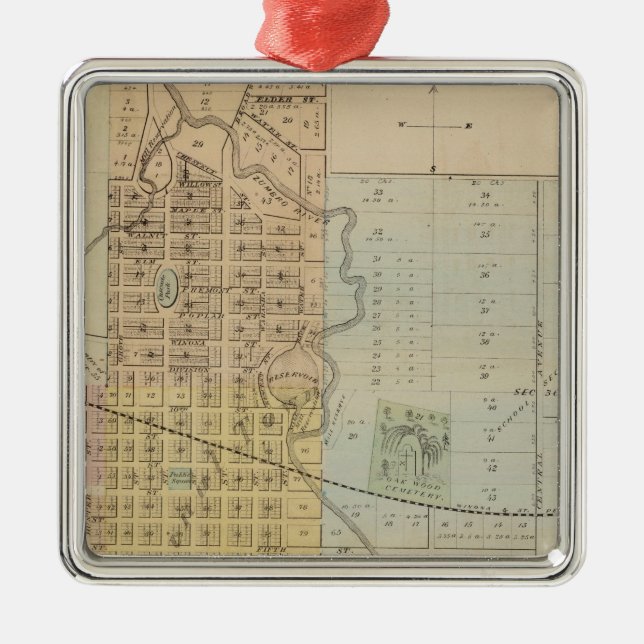 Karte von Rochester, Minnesota Silbernes Ornament (Vorne)