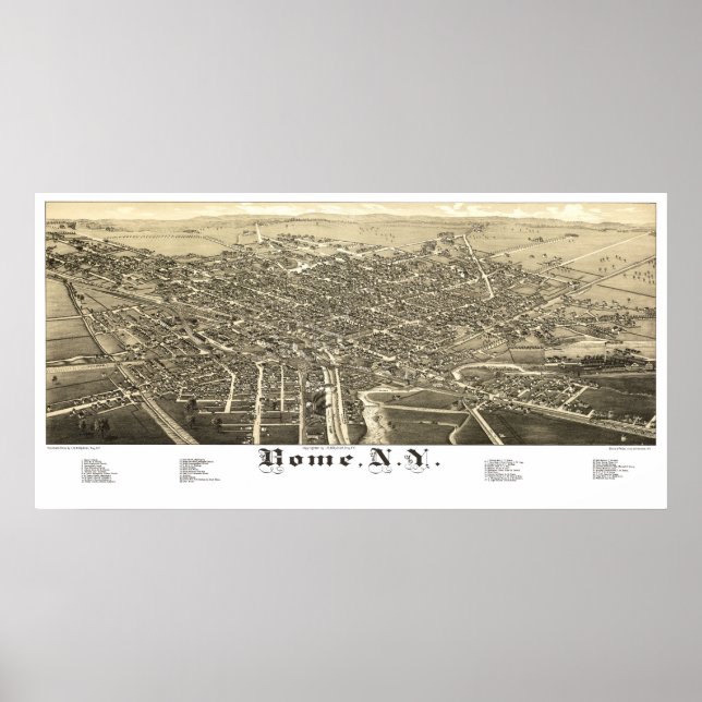 Karte von Rom, New York aus dem Jahr 1886 Poster (Vorne)
