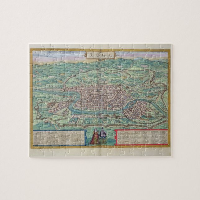 Karte von Rom, von "Civitates Orbis Terrarum" (Horizontal)