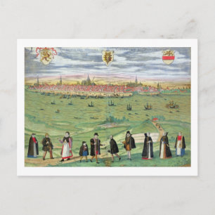 Karte von Rostock, von "Civitates Orbis Terrarum"