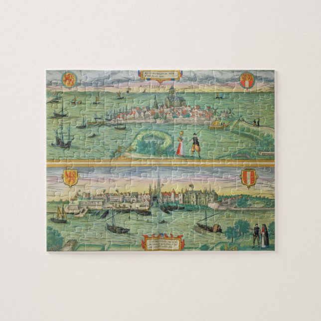 Karte von Rotterdam und von Gouda, von 'Civitates (Horizontal)