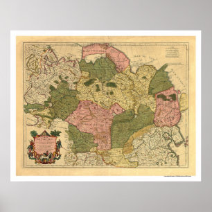 Karte von Russland und von Sibirien 1706 Poster