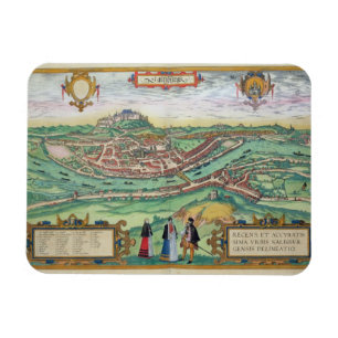 Karte von Salzburg, von "Civitates Orbis Terrarum" Magnet