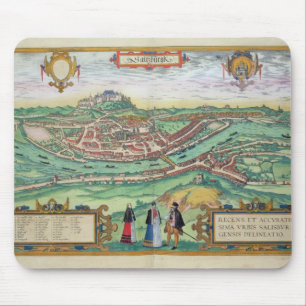 Karte von Salzburg, von "Civitates Orbis Terrarum" Mousepad