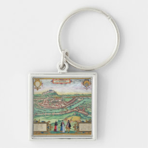 Karte von Salzburg, von "Civitates Orbis Terrarum" Schlüsselanhänger