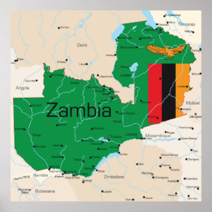 Karte von Sambia Poster